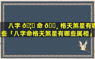 八字 🦉 命 🕸 格天煞星有哪些「八字命格天煞星有哪些属相」